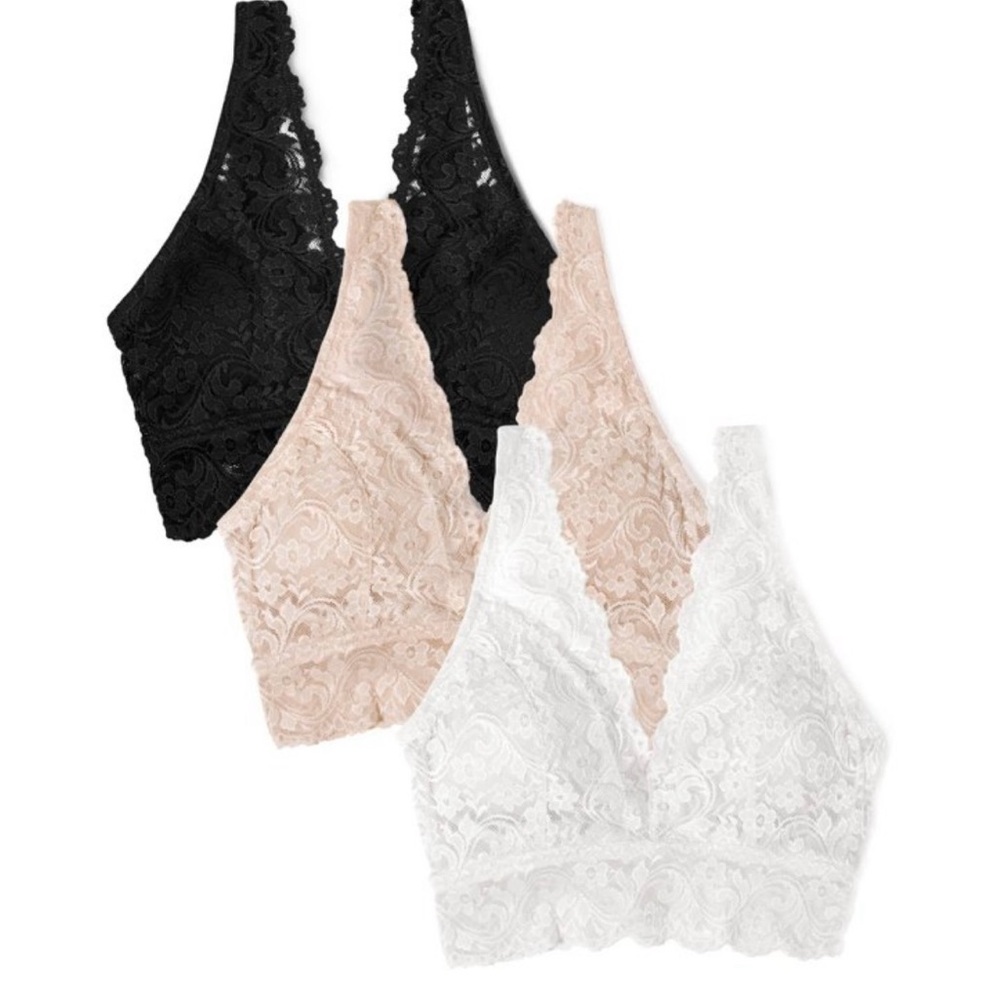Smart & Sexy Women's Signature Lace Deep V Bralette 3 pack